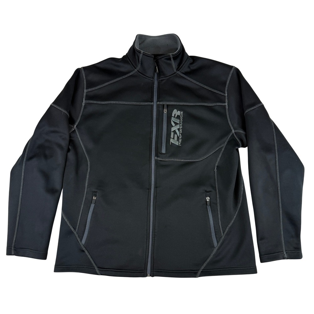 FXR Performance Softshell Jacket Mens 2XL Black Full Zip Fleece Lined